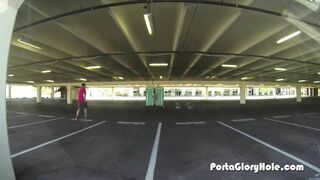 She cant get enough cum inside of this public porta potty glory hole