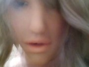 Reni Take Over Small Extra! Blonde female mask Reni close up