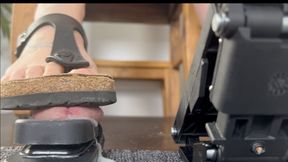 A Pedal Pumping Shoejob - CBT, Cock crush and Shoe fetish with well worn and dirty Birkenstock Gizeh Sandals - Shoe fetish - sandals - Painted toenails - HD quality
