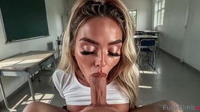 a slutty student wants to get a high grade on her exam. [ai]