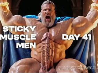 Sticky Muscle Studs Day 41 Preview, AI-Generated Muscle Lads, Large Knobs, Large Cum Loads