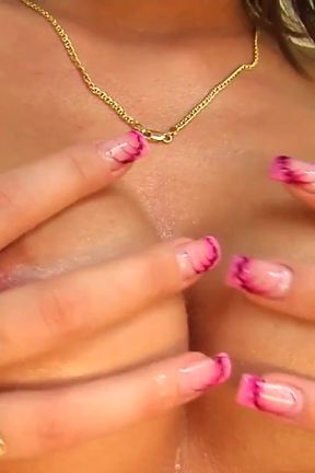 Blonde squirts after fucking her pussy with a long dildo