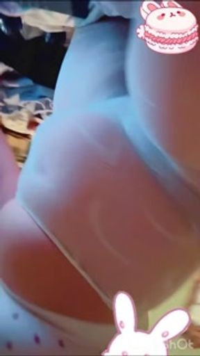 Bunny girl plays with her tight fat pussy