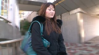 Old Japanese lady fucks hard dick while in the woods