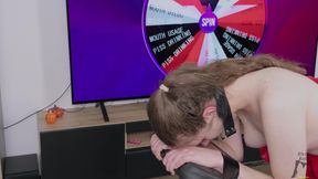 Ritzy Rain Fixed in Bondage with Mouth Spider O-ring Gag Is Dominated with a Help of Fortune Wheel