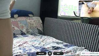 Bored teen getting horny on video chat