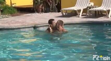 Horny dude takes a dip in the pool and sucks with passion his partner big cock