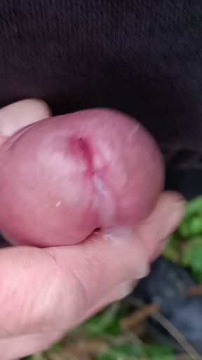 Big Uncut Cock Cruising, Close up Wanking in the Woods Wearing Work Clothes - Rockard Daddy