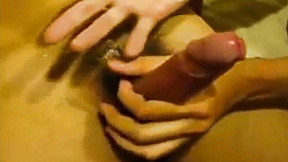 Big-cocked amateur man receives a helping hand to cum hard