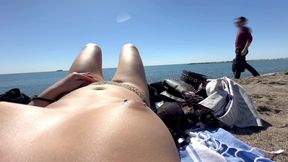 Topless Beach POV: Pulled Panties Aside to Tease a Stranger