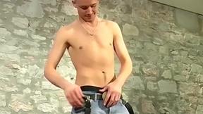 ”UK twink Danny J masturbates & cums after an interview”