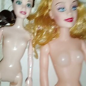 My submissive girlfriend Lily and her lesbian friend Riley, get naked and I masturbate when I see them, fetish doll, submissive, threesome doll, sex toy