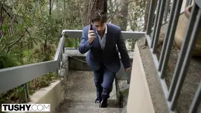 TUSHY my girlfriend Megan Rain gets fucked in the ass by the neighbor