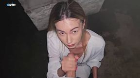 Horny milf ass fucking creampie on first tryst in the rain on the street. Extreme XXX porn!