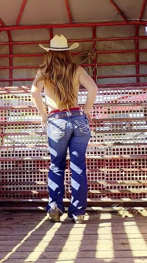 Redhead Cowgirl Slow Strips Teasing You with Naked Body Smelling Panties Tasting Pussy