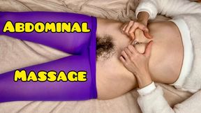 Hairy Pussy! Navel Massage with Piercing in Purple nylon Tights Belly inflation