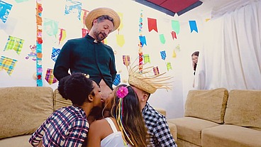 Priest celebrates the wedding of a couple and his speech ends up instigating a bisexual orgy... everyone wanted to suck the priest's dick