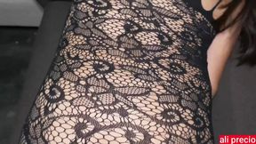 Watch how the whole huge dildo goes in my little pussy