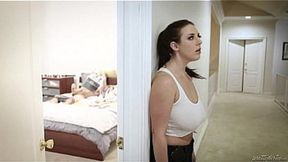 Hot maid takes control with her big titties and strong vibe