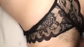 Super-dirty Asian MILF in dark lingerie gets hardcore