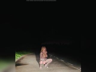 In Nature's Garb crossdresser Sunny flashing on Road