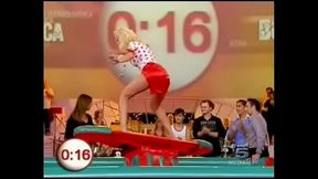 Blonde celebrity has surfing upskirt on live TV