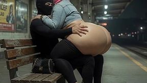 Masked Stranger Grabs Thick BBW Ass at Empty Train Station