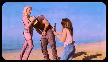 Georgie Lyall's Beach Adventure with a Hot Couple 2024 edition