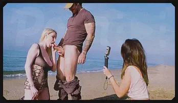 Georgie Lyall's Beach Adventure with a Hot Couple