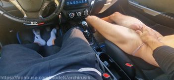 The Cute Twink Is No Longer a Virgin. the Taxi Driver Is Fucking the Femboy in the Ass on the Highway Without Condoms