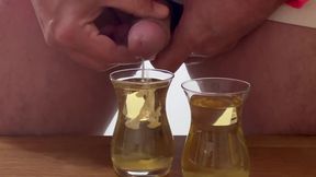 Cum in a littel glas of Piss and swallow the mix