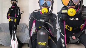 Scuba gear showcase and masturbation, cum on regulator