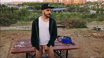 Xisco jerking off outdoor in a park