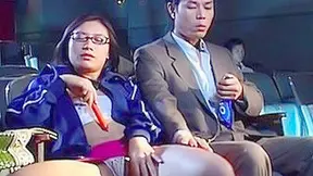 Asian Babe Masturbates Gets Wildly Fucked in Cinema Scene