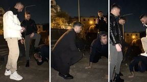3 Powerful Masters humiliate a slave in public