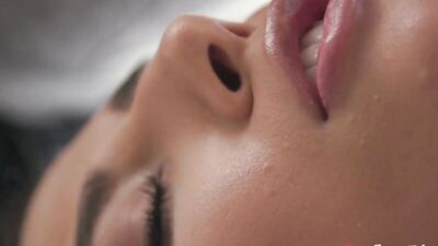 Delightful massage for a cute brunette was followed by sensual happy ending lovemaking