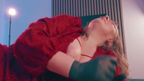 Gloved Handjob Hand Over Mouth - Dominant MILF Medical Gloves Edge &amp; Humiliate Skinny Guy POV