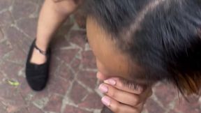 Neighbor's Bbw Sucked in Backyard