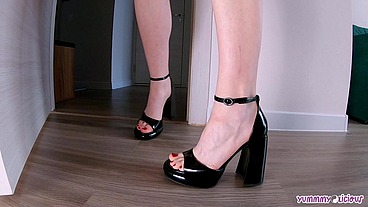 Amateur Couple ANAL with FEET in OPEN TOE HEELS focus