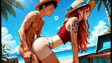 NAMI SANJI Y LUFFY VARADOS EN UNA ISLA MUY CALIENTE - AUDIO EN ESPAÑOL- IA PORN -NAMI SANJI AND LUFFY stranded on a very hot island