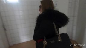 hot teen tiffany tatum sucks big dick in public washroom