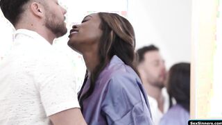 Ebony salon owner fucks clients husband