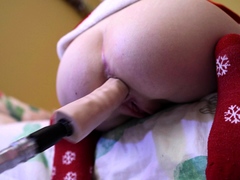 Cam girl masturbates close up using her fingers and toy