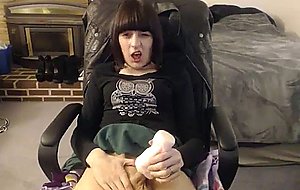 Cute amethyst strokes her cock