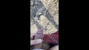 Hairy Guy Pissing in Woods in Public