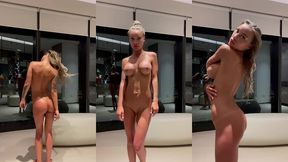 naked monika fox posing & dancing in a hotel room