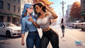 This Cool Femboy Loves a Nude Fucky-fucky on the City Streets! His Blue Hair Is Dribbling with Cum. Hot, Naughty Fun!