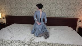 She wore blue nylons