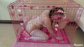 Horny Caged Cow Begs for Your Milk