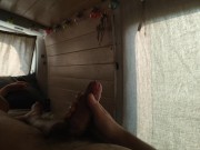Having fun and get an orgasm in a campervan